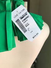 Load image into Gallery viewer, new tag green backless peplum pleat collar blouse ... L
