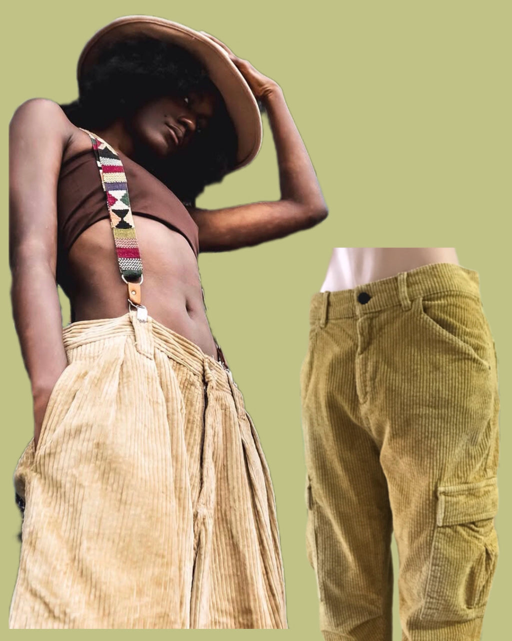 corduroy khaki pants male/female ::: m