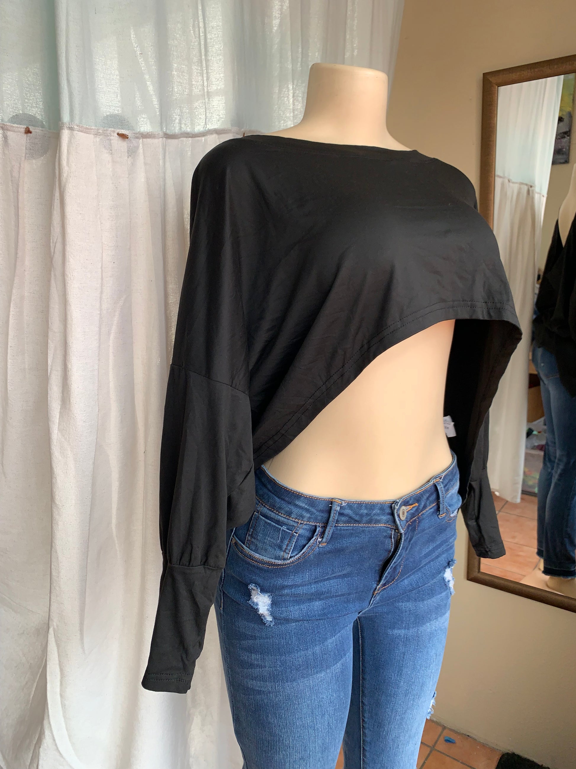 Black high front, low back long sleeve … /xl : 2XL