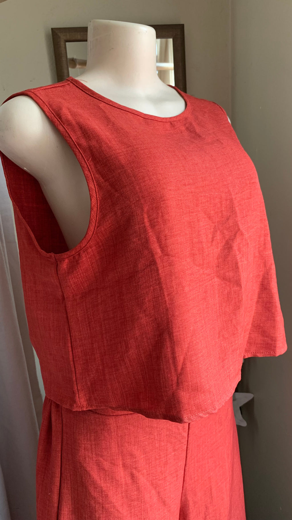 Rust Sleeveless Linen-look Pant Suit set ... M :::