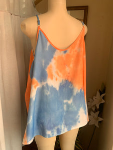 Blue and Orange tie dye cami top with center buttons … /XL : 2x