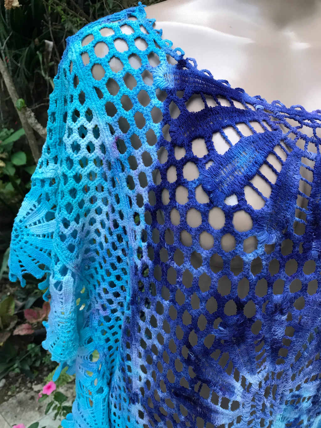 Blues summer crochet cover kaftan . One size
