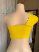 Load image into Gallery viewer, Bright yellow mini statement ribbed crop top … s
