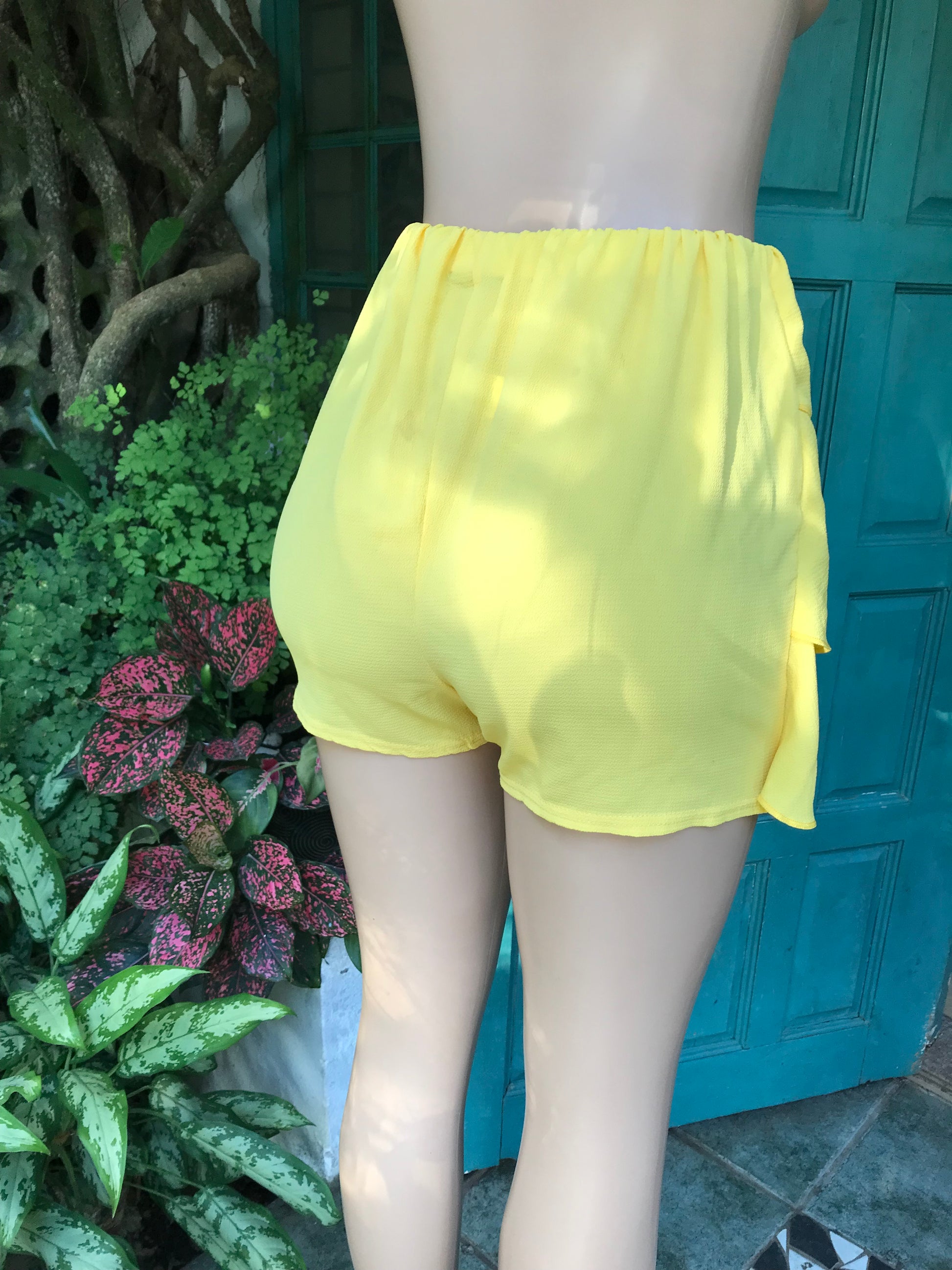yellow ruffle skort skirt m