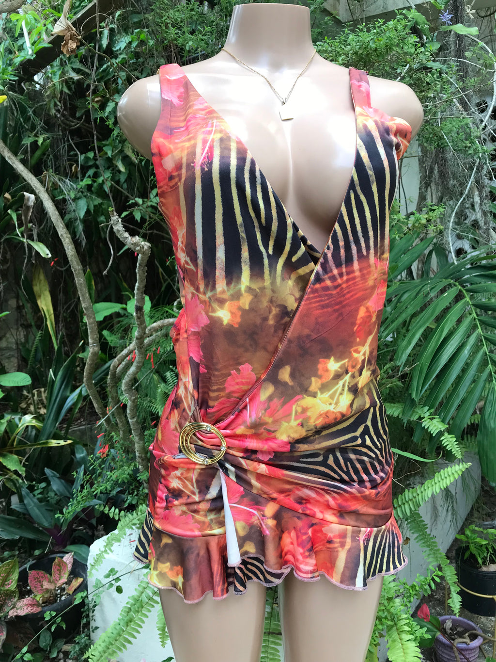 Retro Mix Print Backless Mini Dress ^^^ S to M