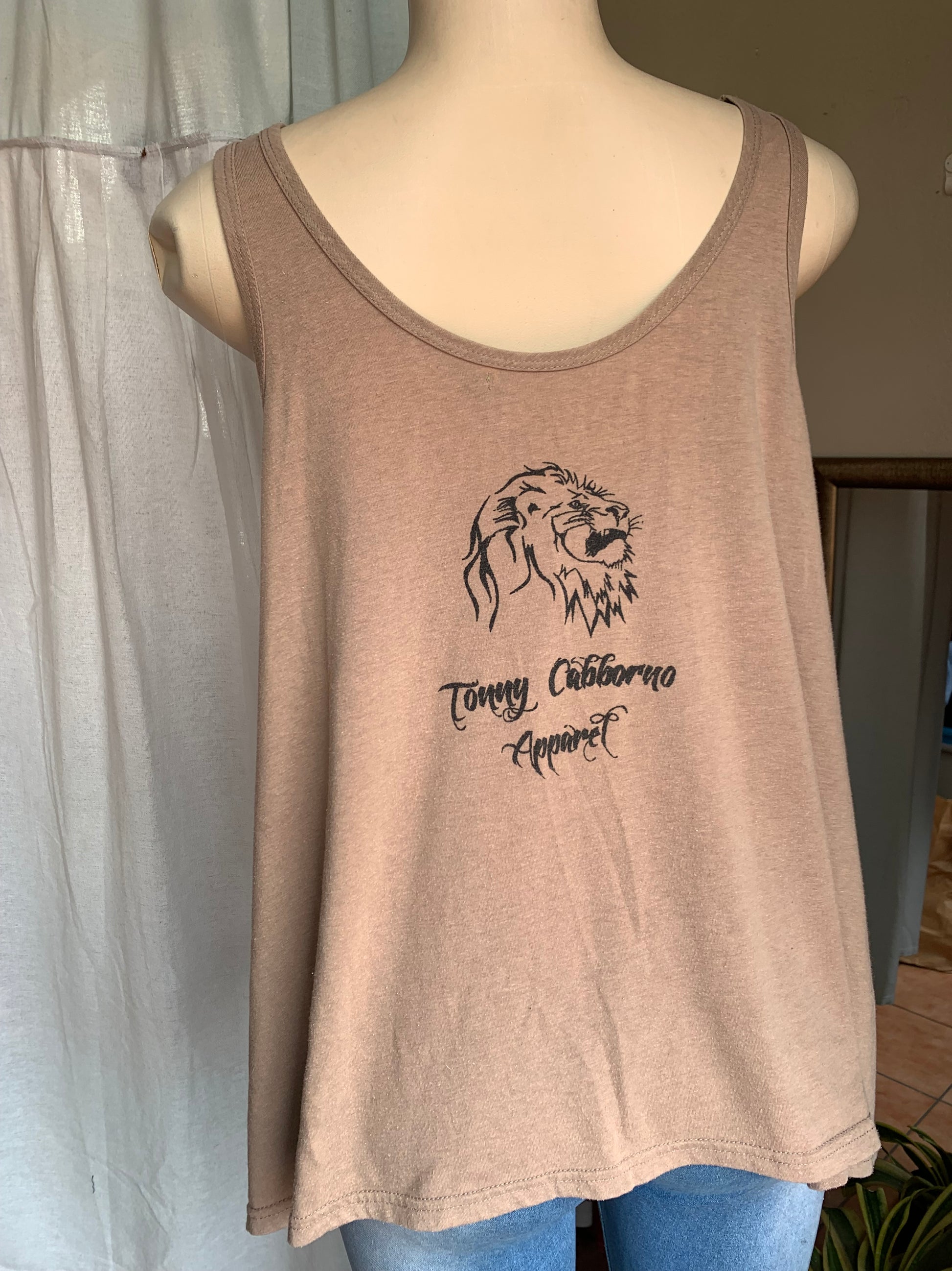 Beige Lion graphic tank top … S