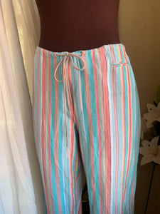 retro Organic candy striped holiday draw string pants ::: size 14 / L