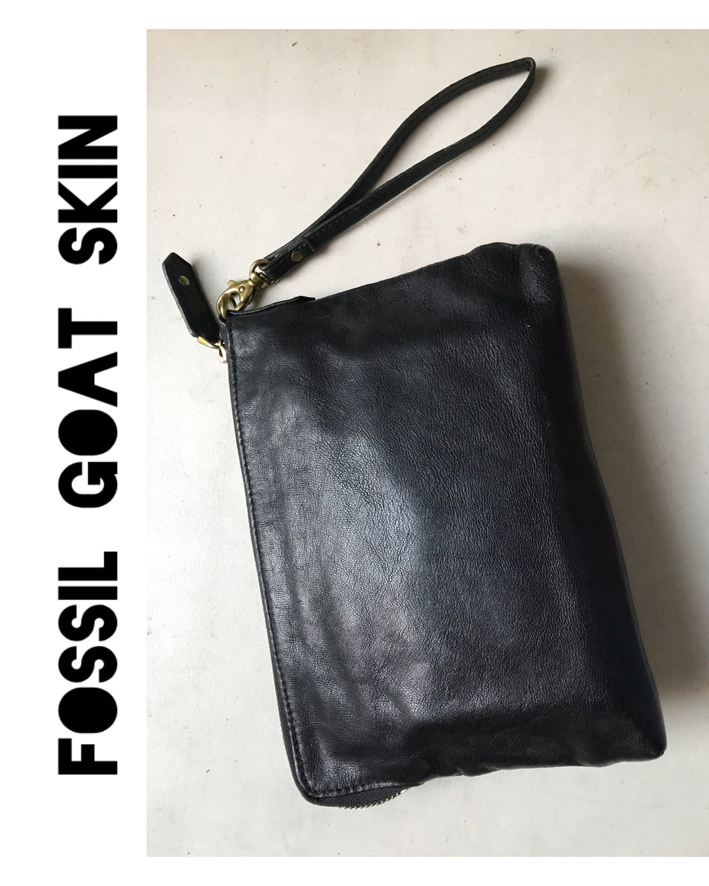 Fossil Goat Hide Leather Wristlet Bag ''' Black