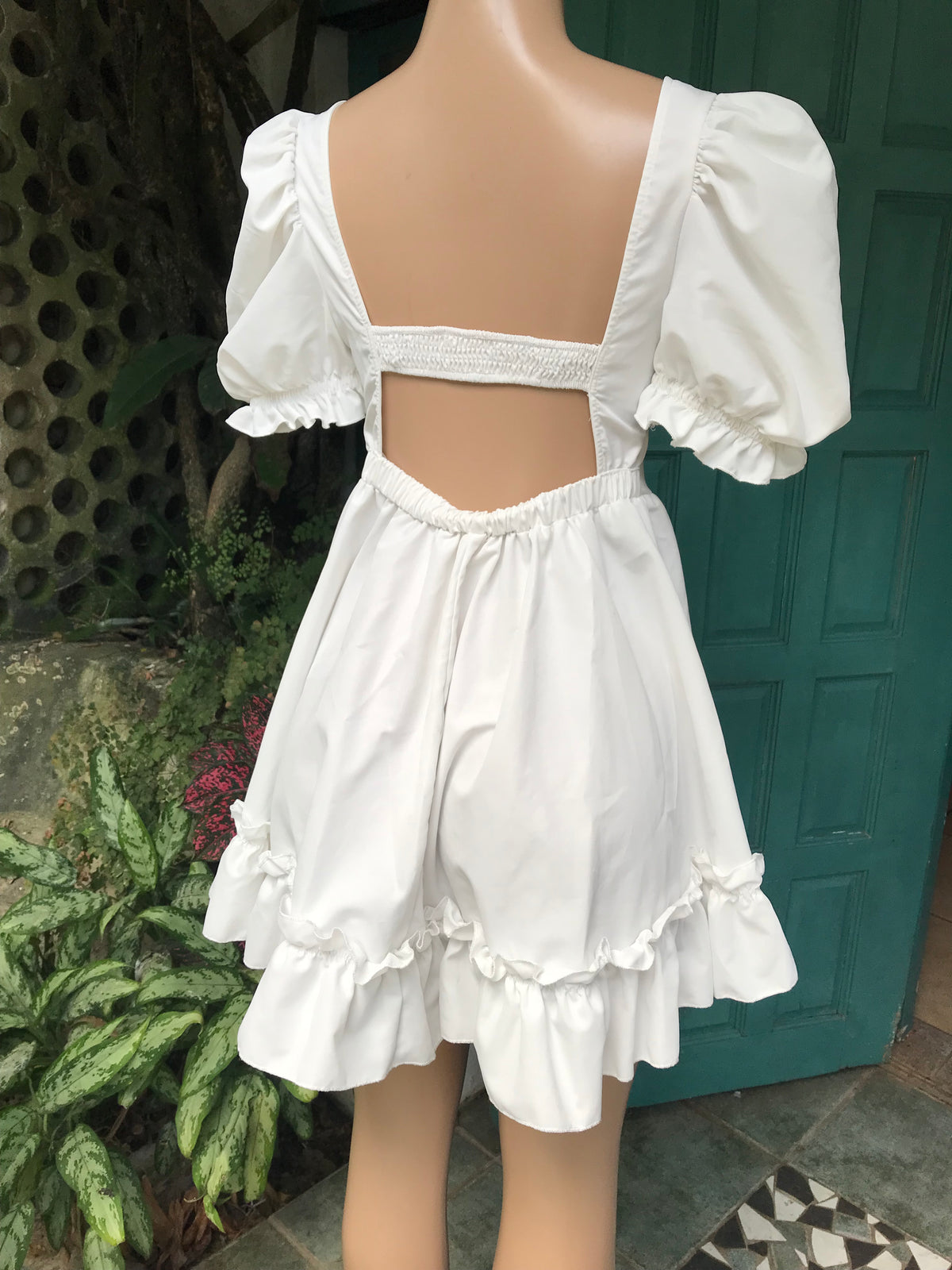white peasant mini dress s/m