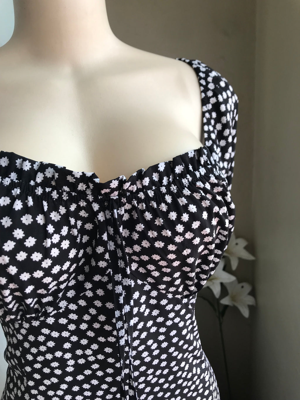 Black Ditzy floral midi summer dress /XL : 3X