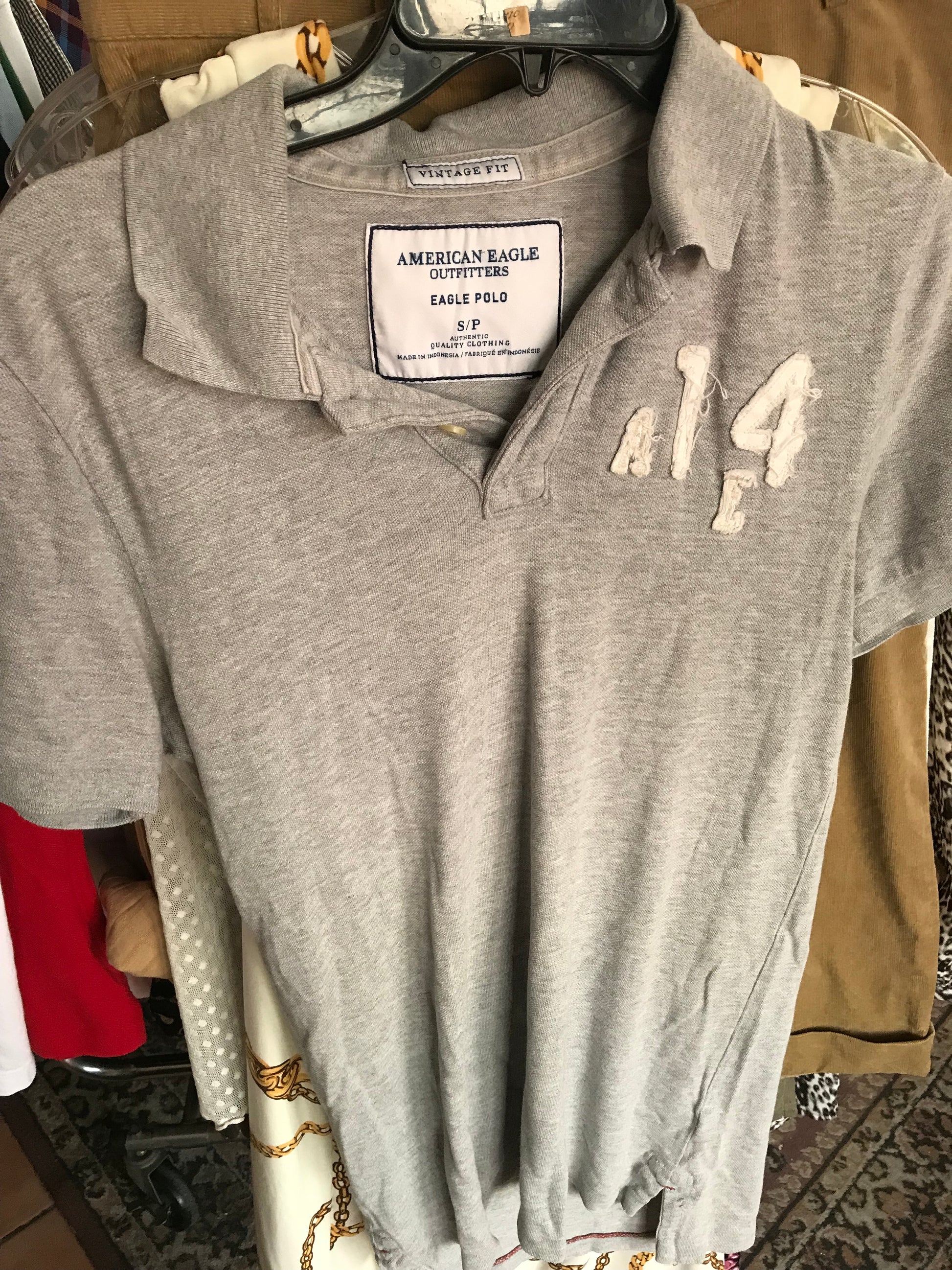 Men's grey polo shirt