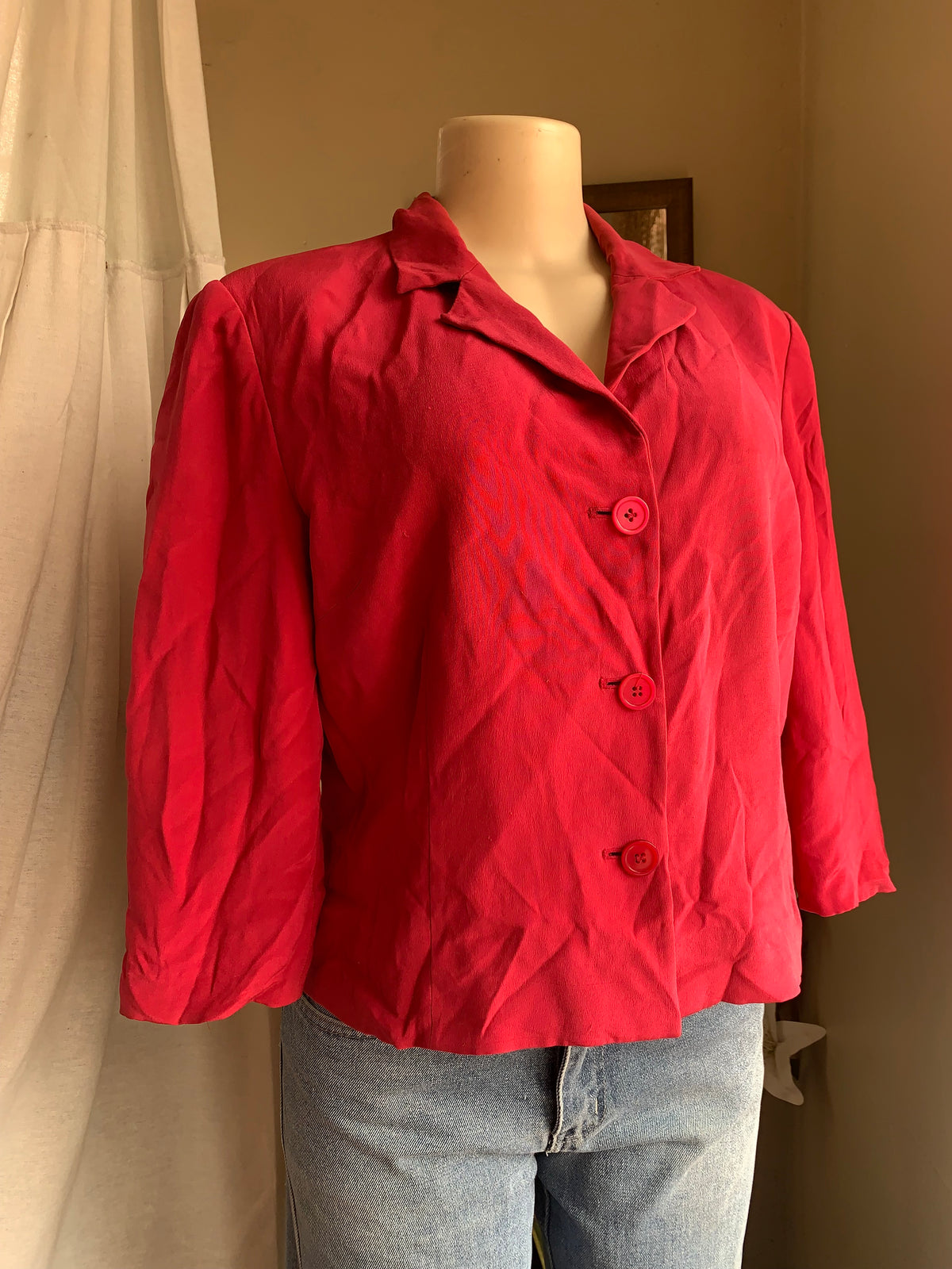 Pink 100% silk shirt vintage blazer >>> m/l ^^^