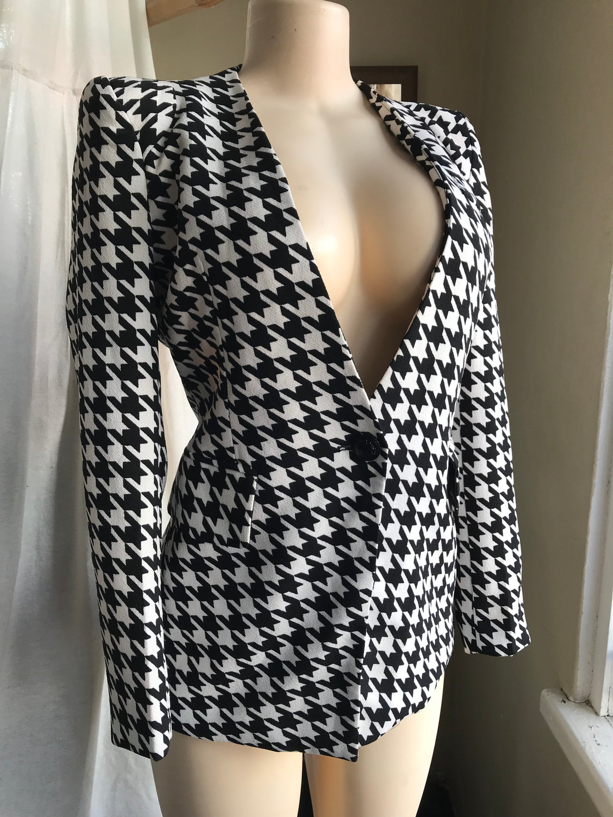 vintage large houndstooth blazer m