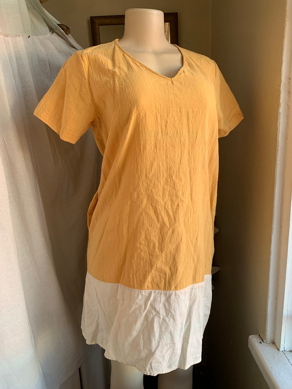 Mustard yellow organic blend shirt dress … M ,,,