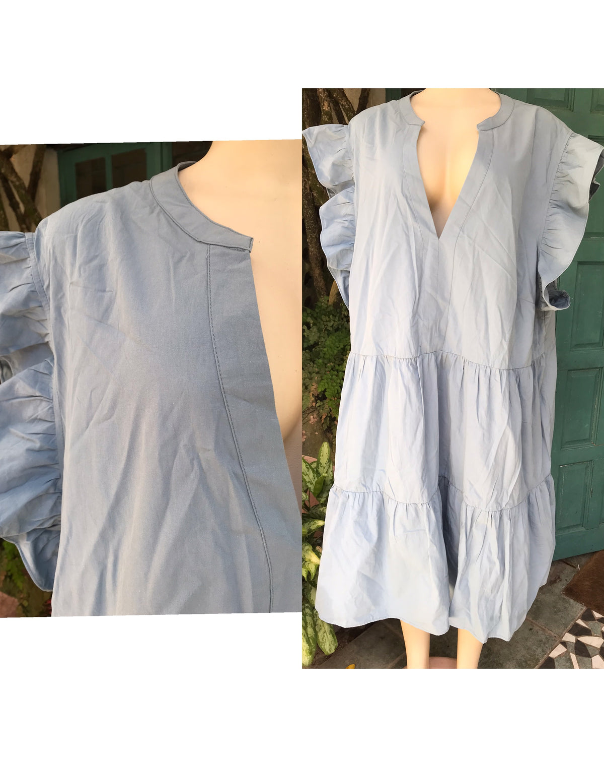 new blue ruffle dress plus : 4x