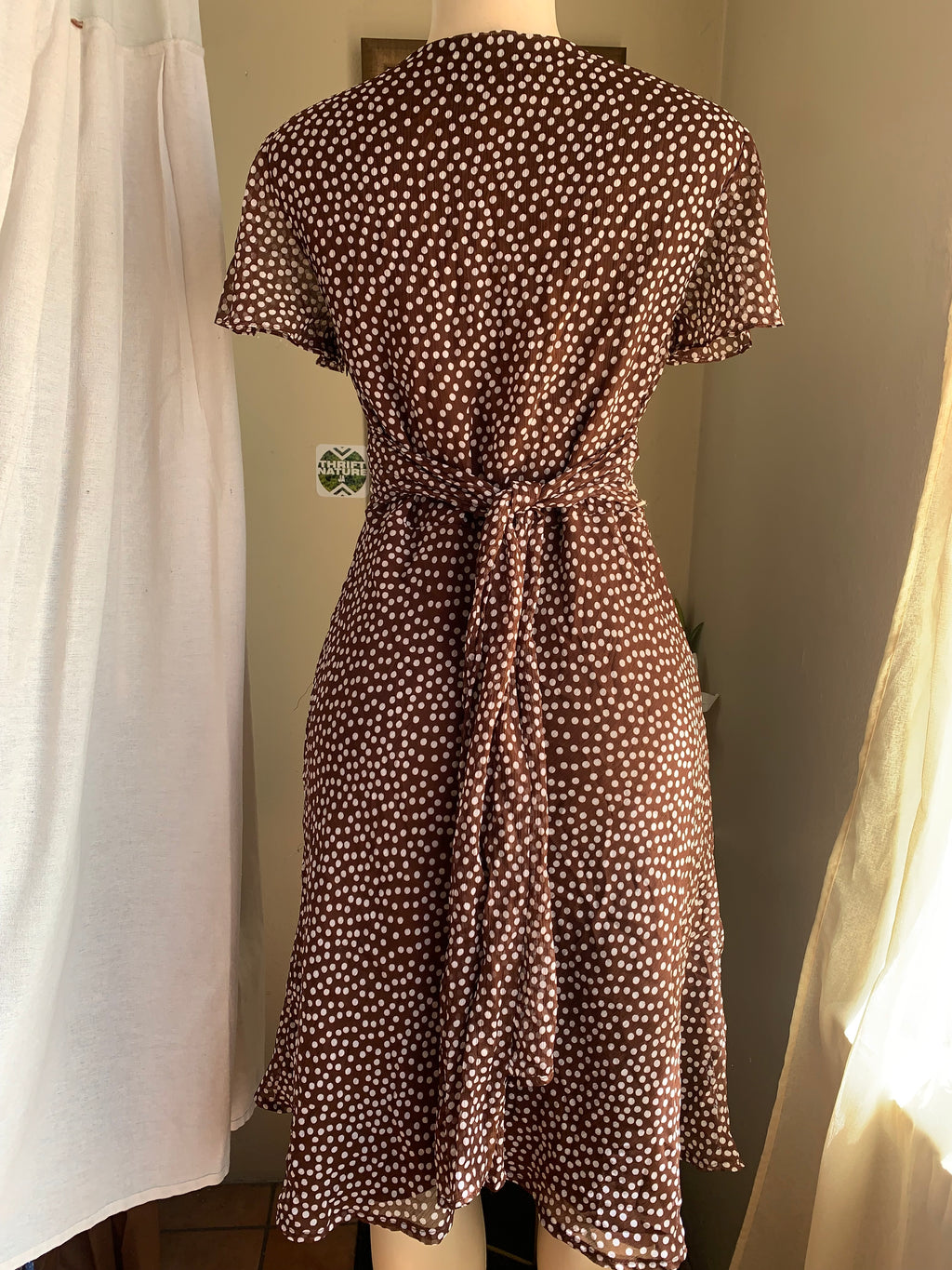 retro brown print dress m