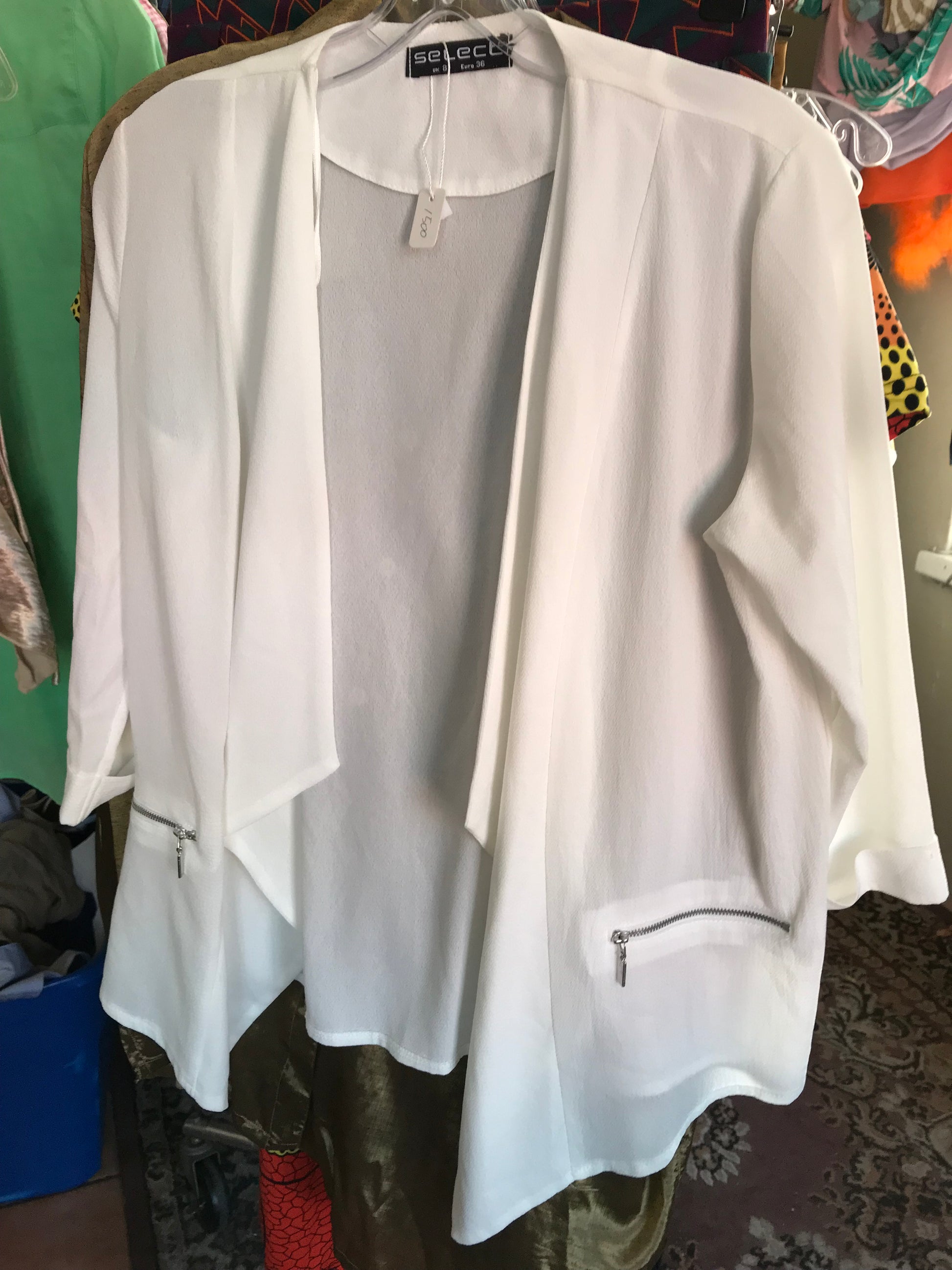 White light blazer with zips s