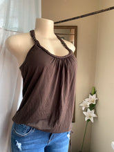 Load image into Gallery viewer, Brown braided tank top with beads … Mlll
