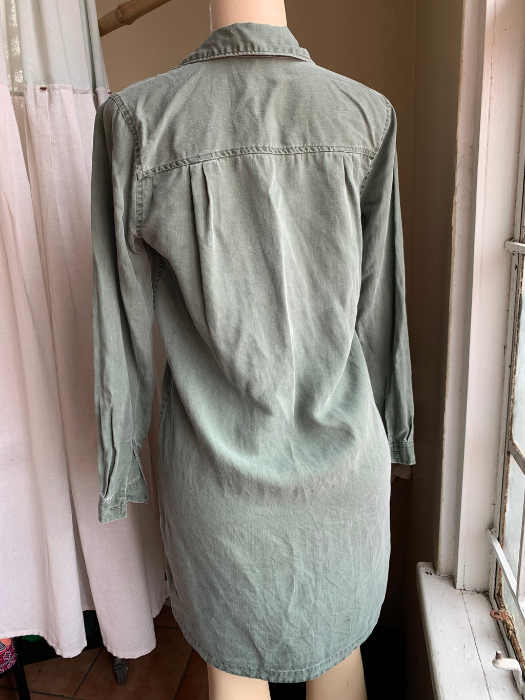 Old Navy green organic shirt dress S