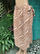 Load image into Gallery viewer, Cream organic zebra stripe wrap midi skirt. M-L ,,,
