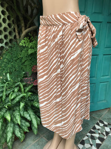 Cream organic zebra stripe wrap midi skirt. M-L ,,,