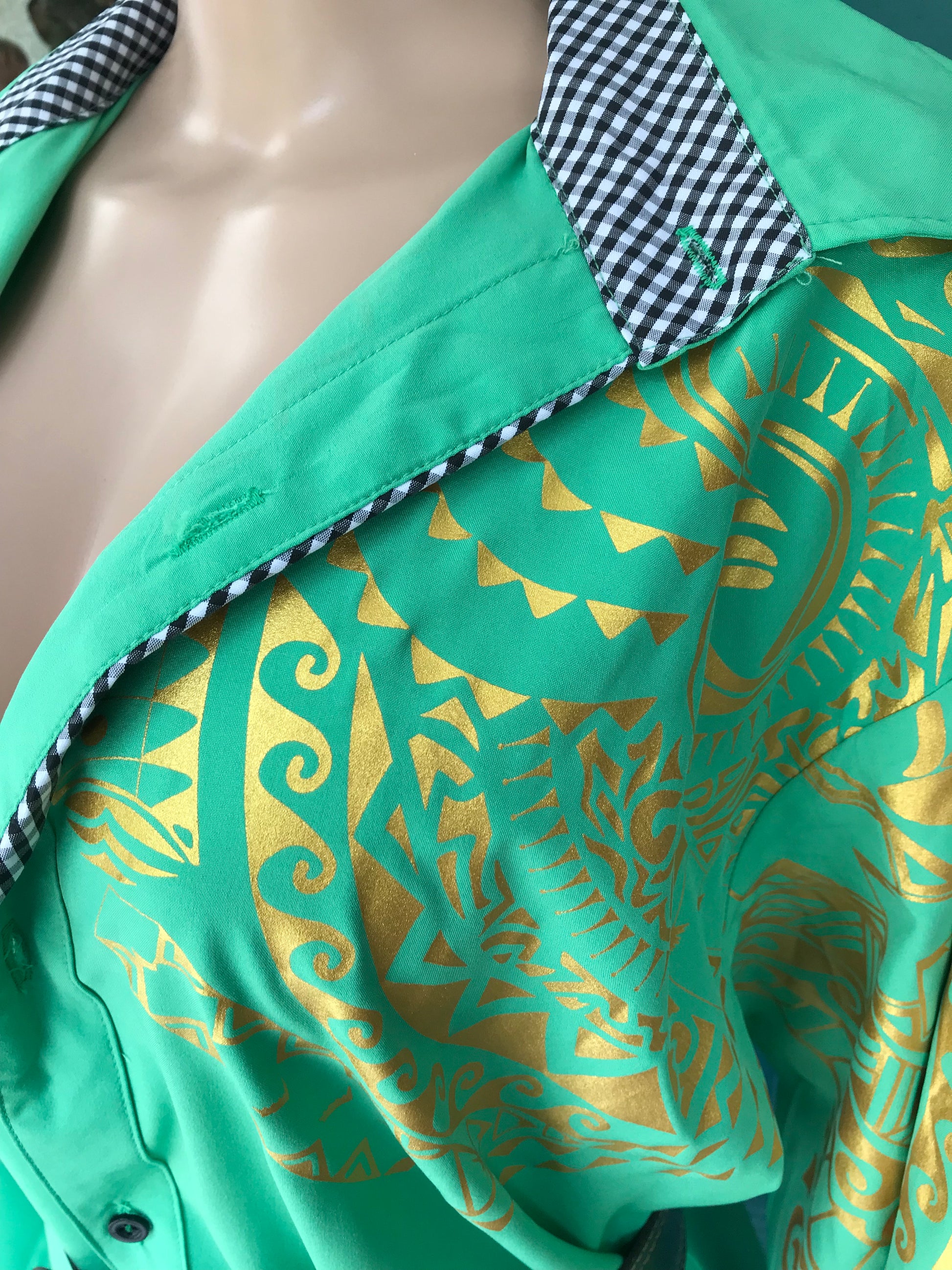 Mens green & gold fancy shirt .../xl :lll