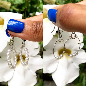 lllNew dangle hoop earrings *** Job's tear / pearl (TNJ original)