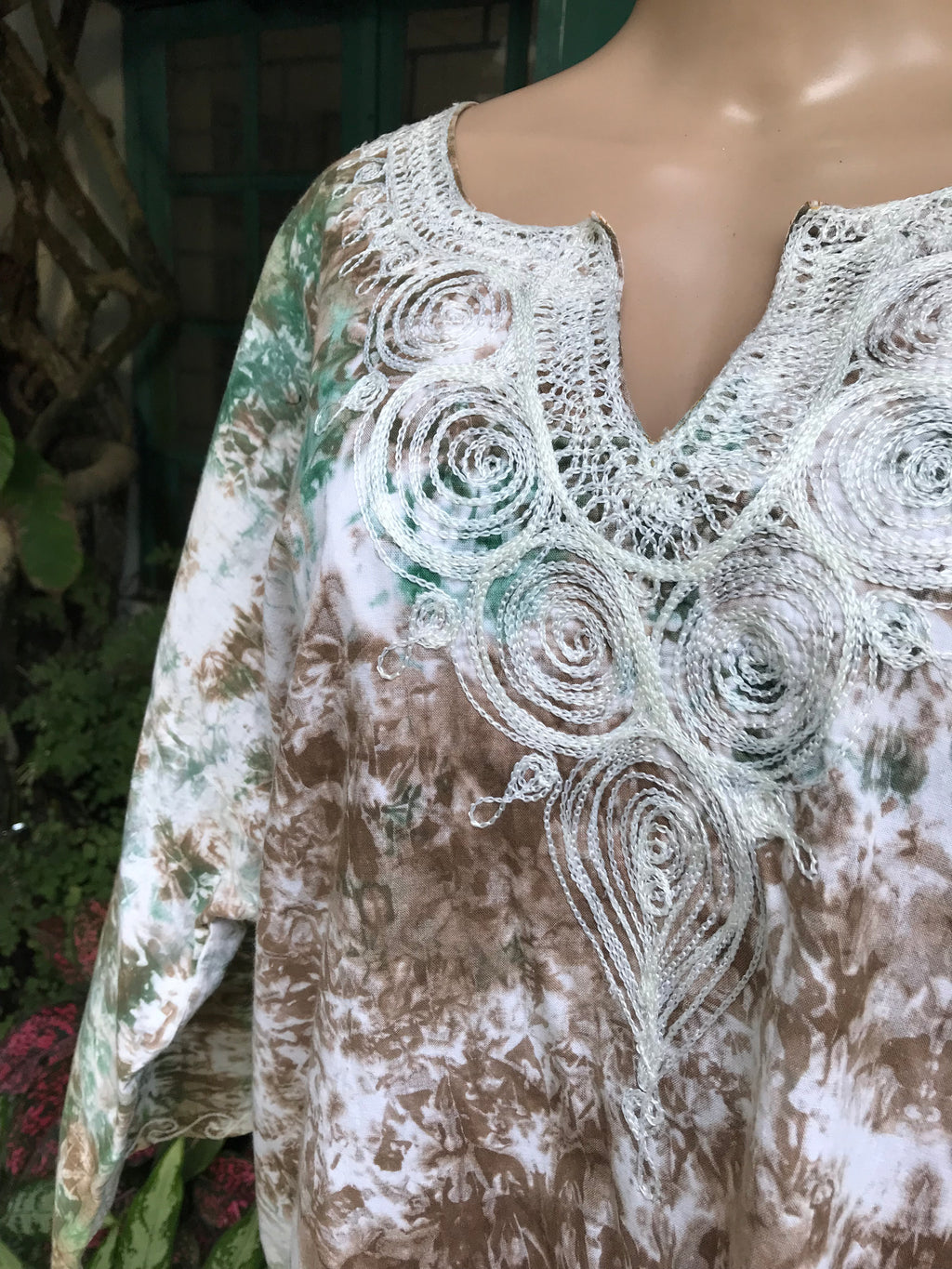 vintage earth tones organic tie dye long sleeve top with pockets … /xl :2x,,,