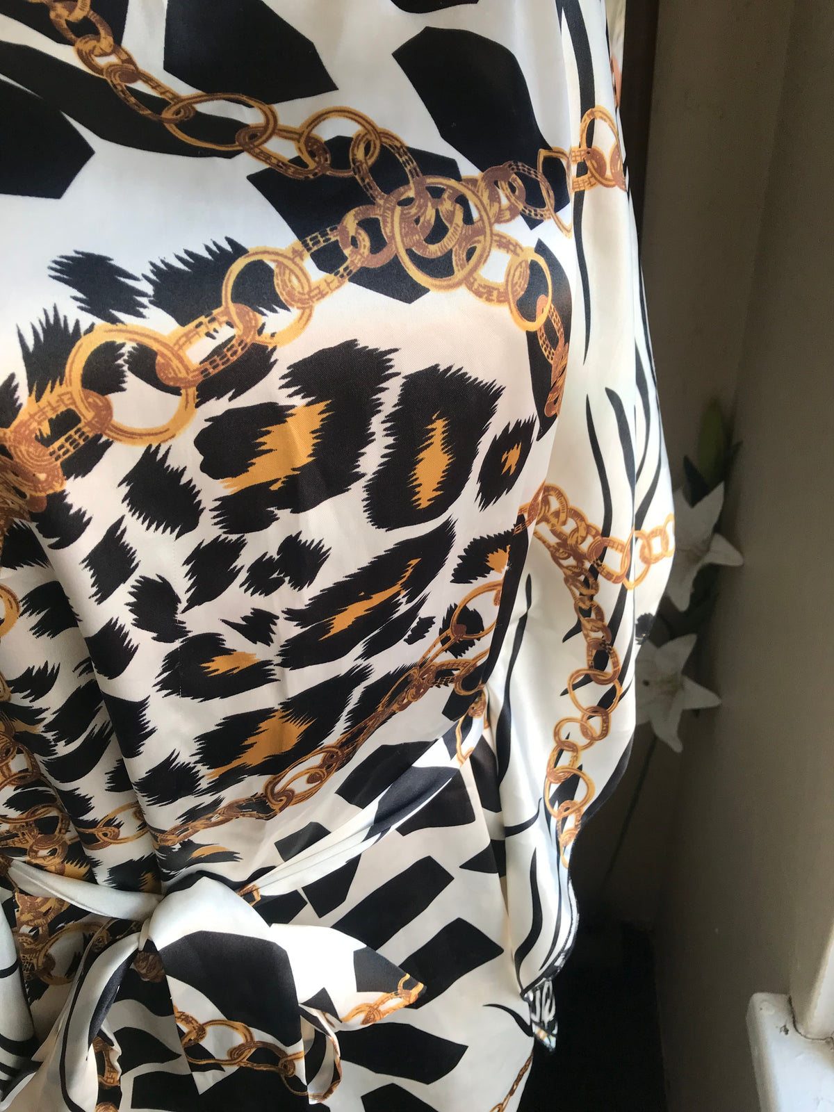 silky animal print kaftan dress