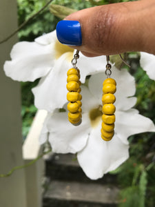 lllNew dangle hoop earrings medium *** yellow  job's tear (TNJ original)