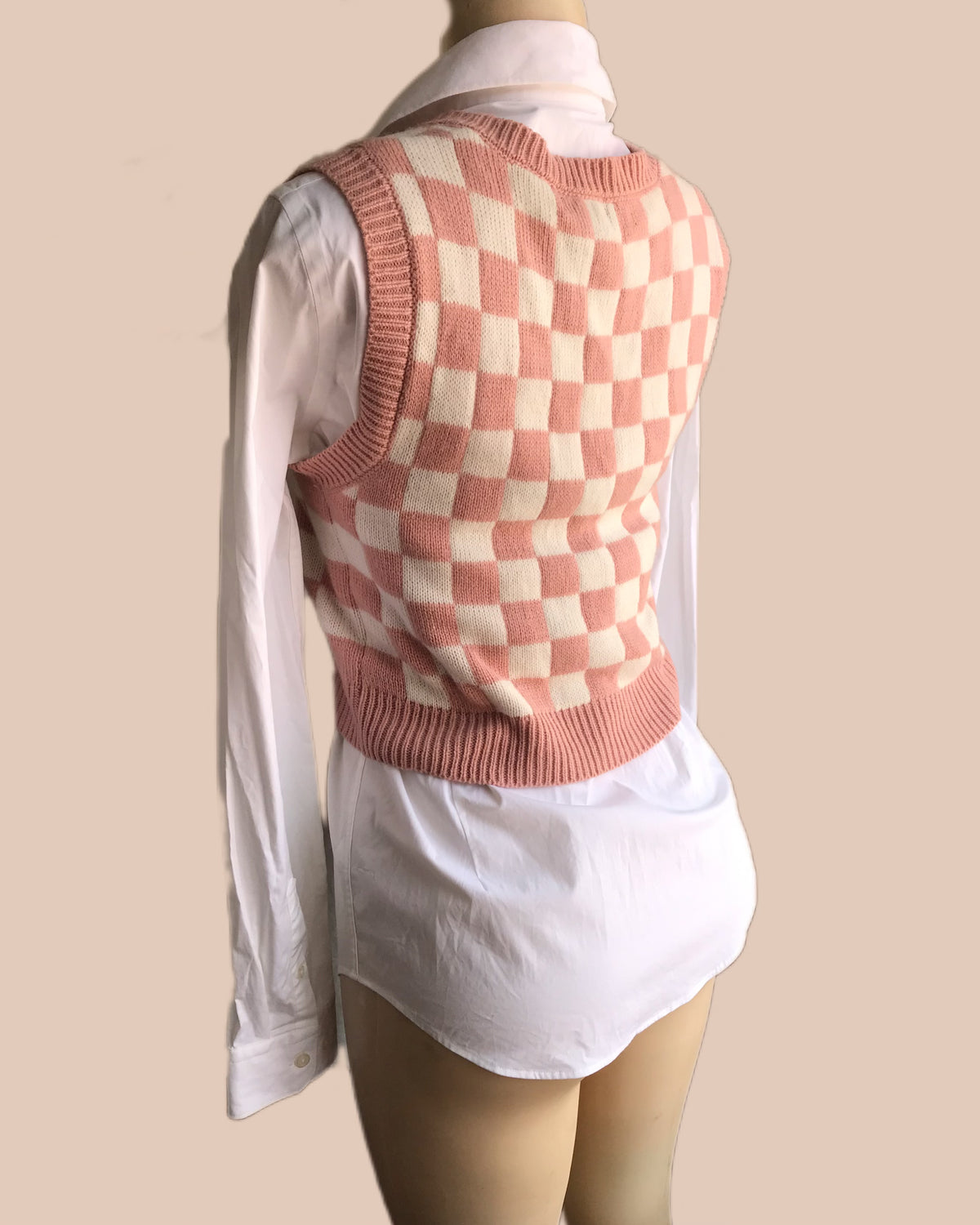 Vintage checker cake knit vest ... M ^^^
