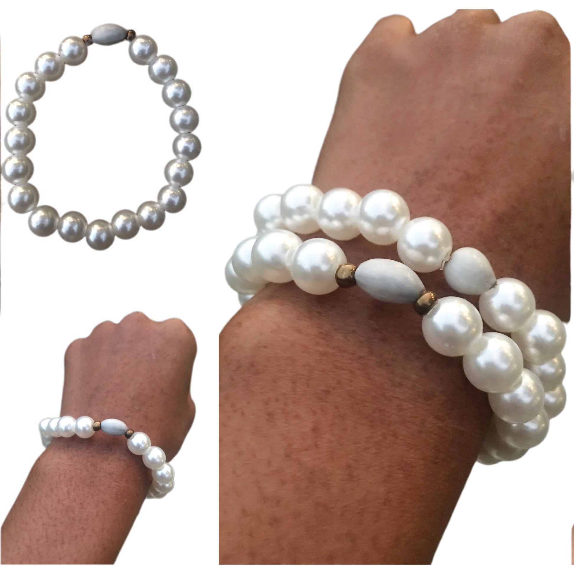 pearl bracelet with blessing bead *** stretchy (TNJ exclusive)