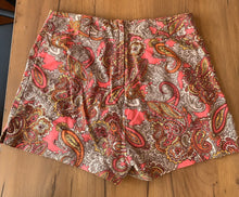 Load image into Gallery viewer, Pink multicoloured paisley high waisted shorts ;;; size S  lll
