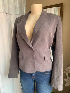 Pebbled brown buttoned blazer L >>>