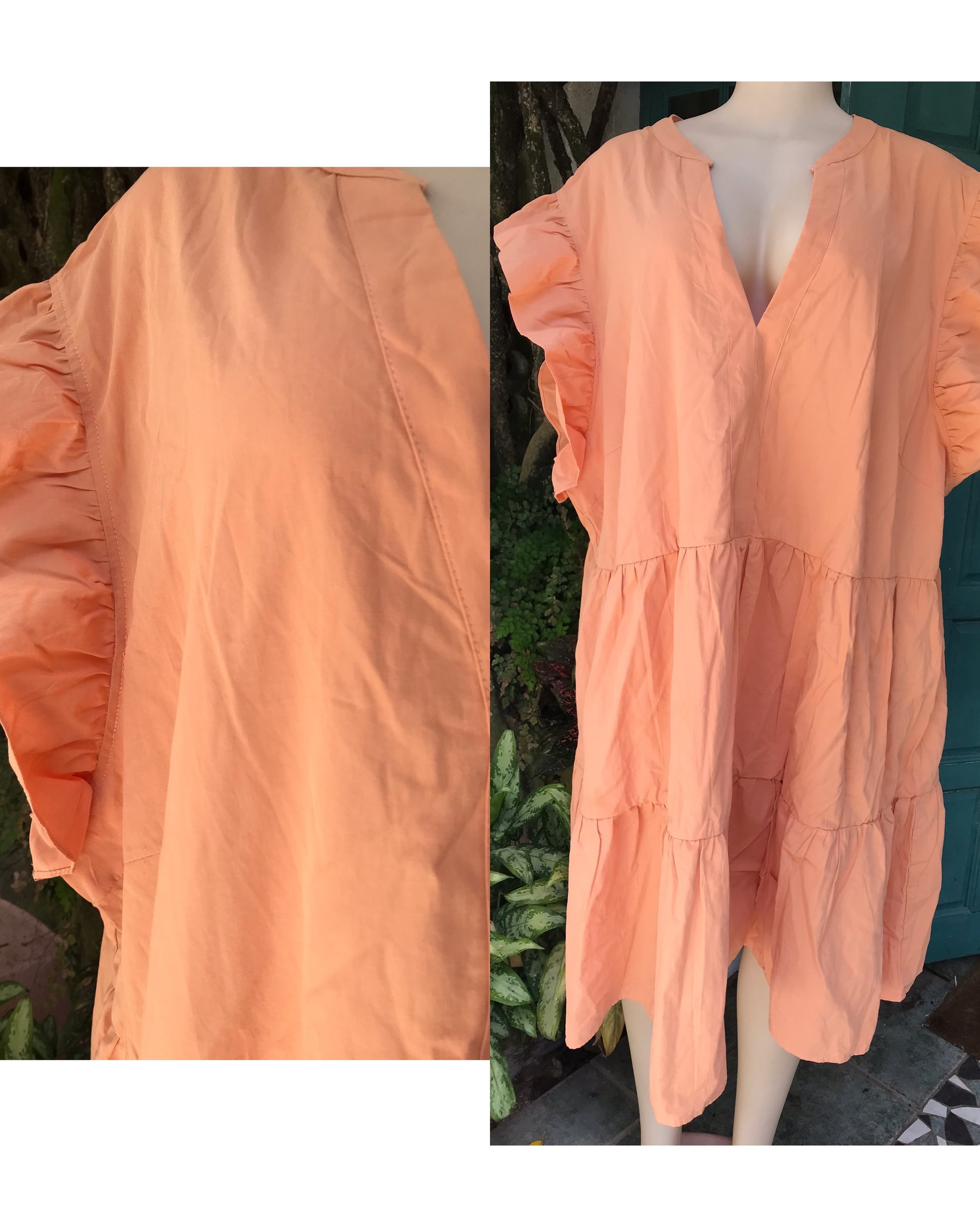 new orange ruffle short sleeve dress ... (/xl) : 4x