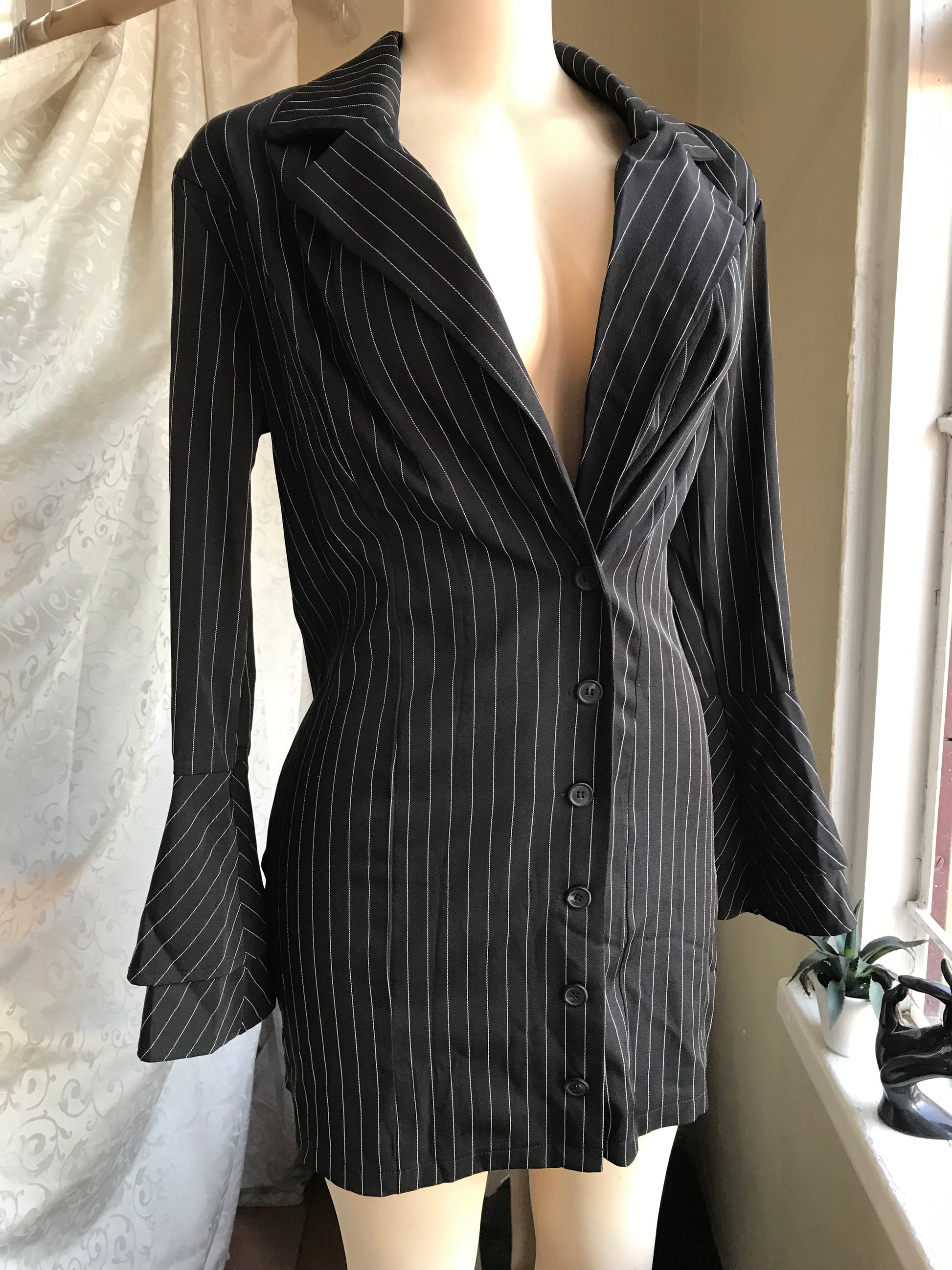Black pinstripe blazer dress. S-M – Thrift Nature Closet Ja