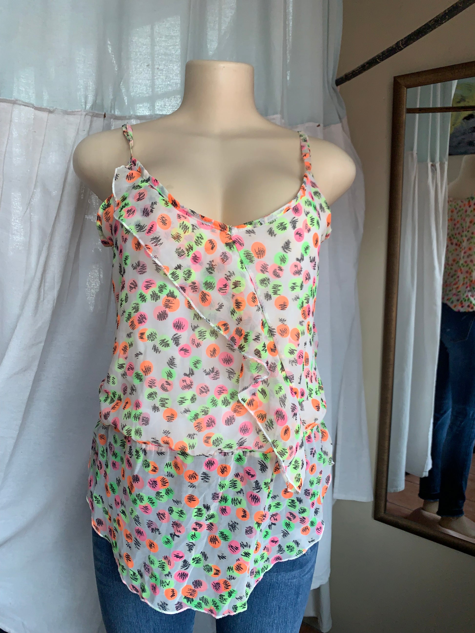 Neon multicoloured print spaghetti top … L