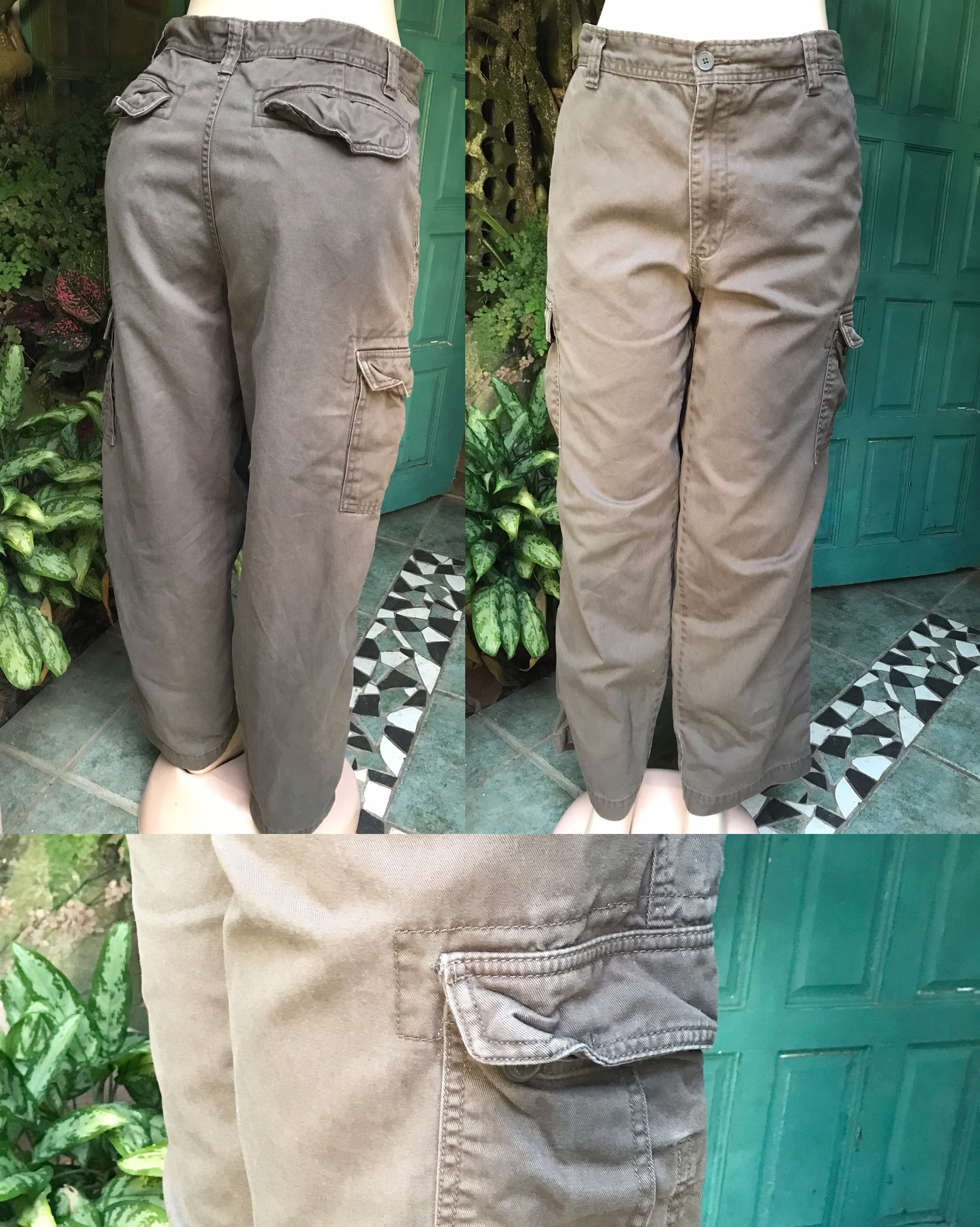 unisex army green cargos ::: w36 /xl