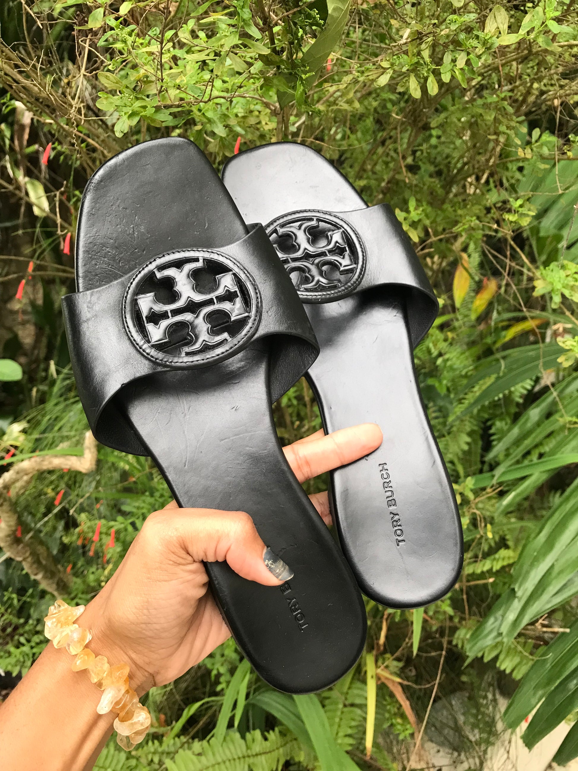Tory Burch Black Bombé Miller Slide Sandals *** Size 9 ///