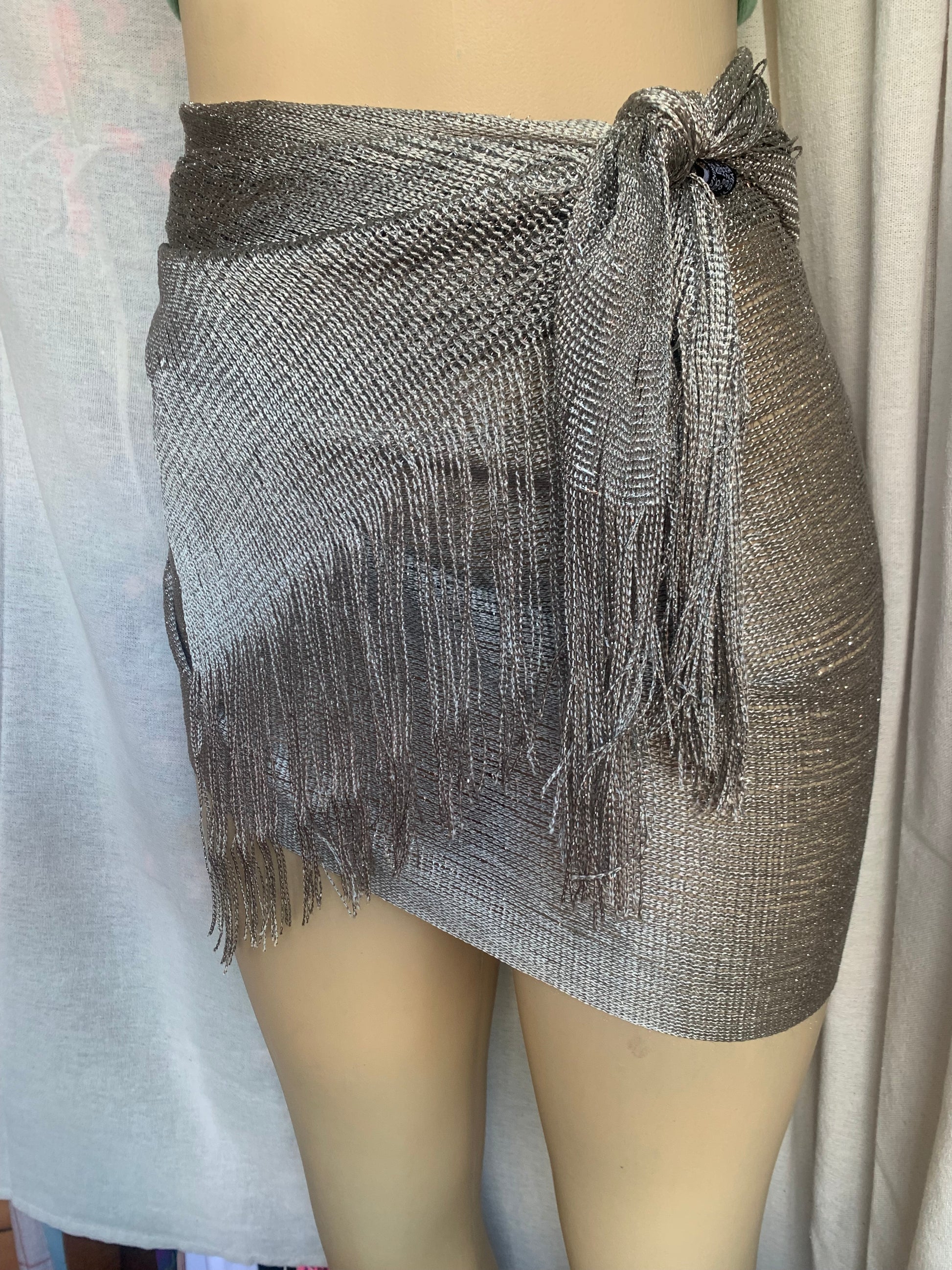 Silver tassel statement swim coverup. one size