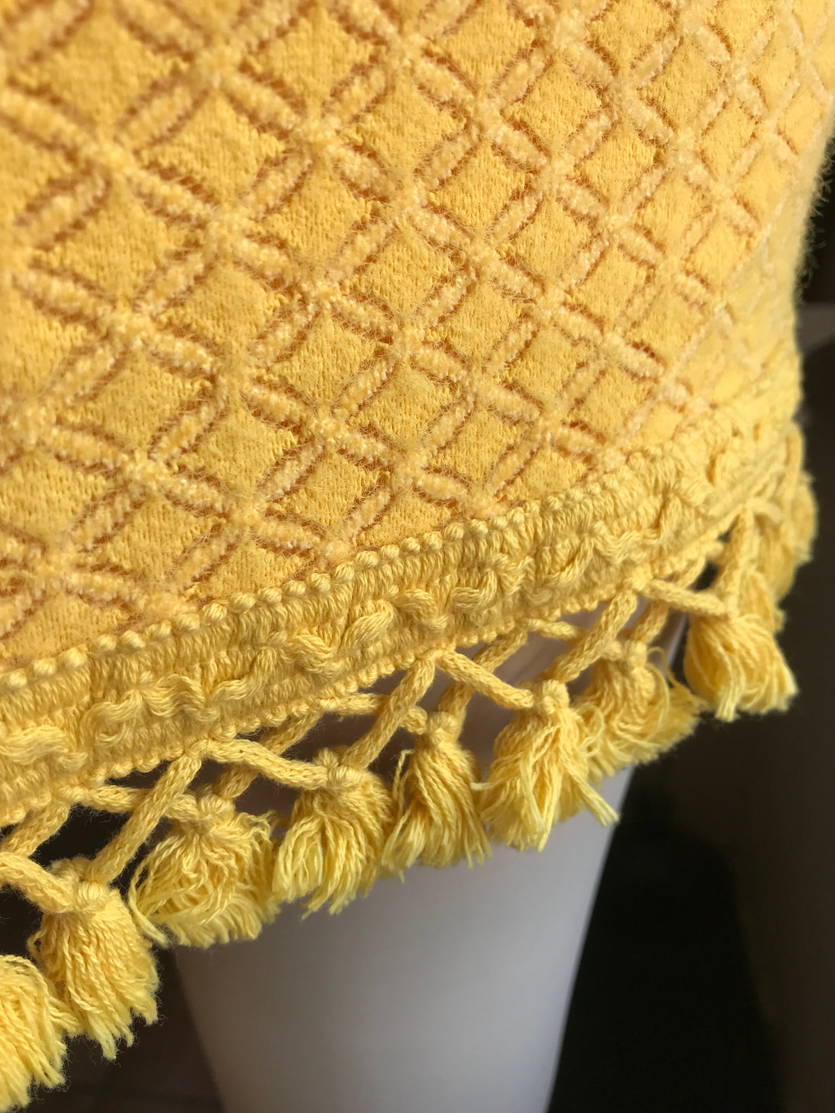 mustard yellow tassel knit skirt