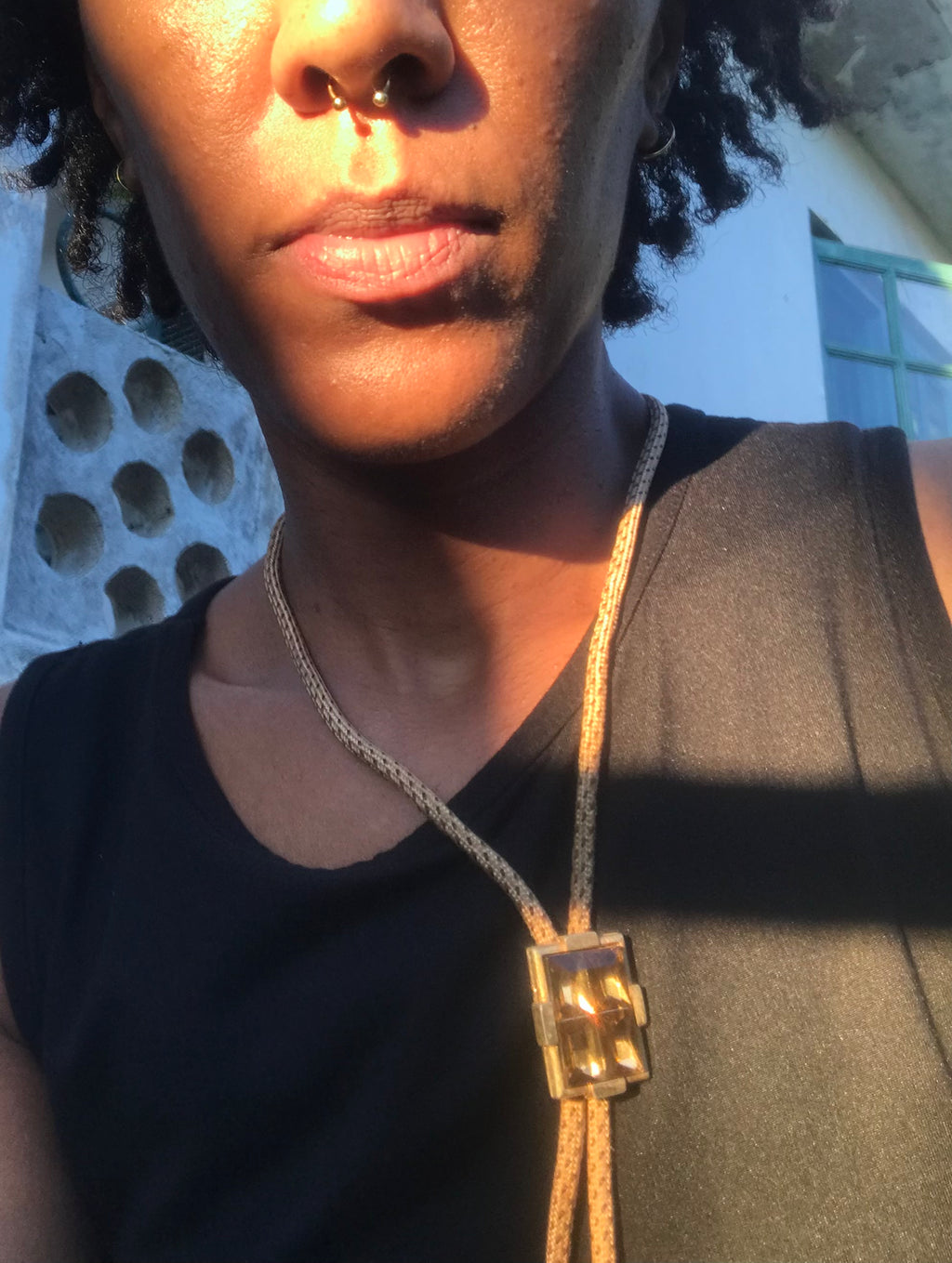 Adjustable rope gem necklace