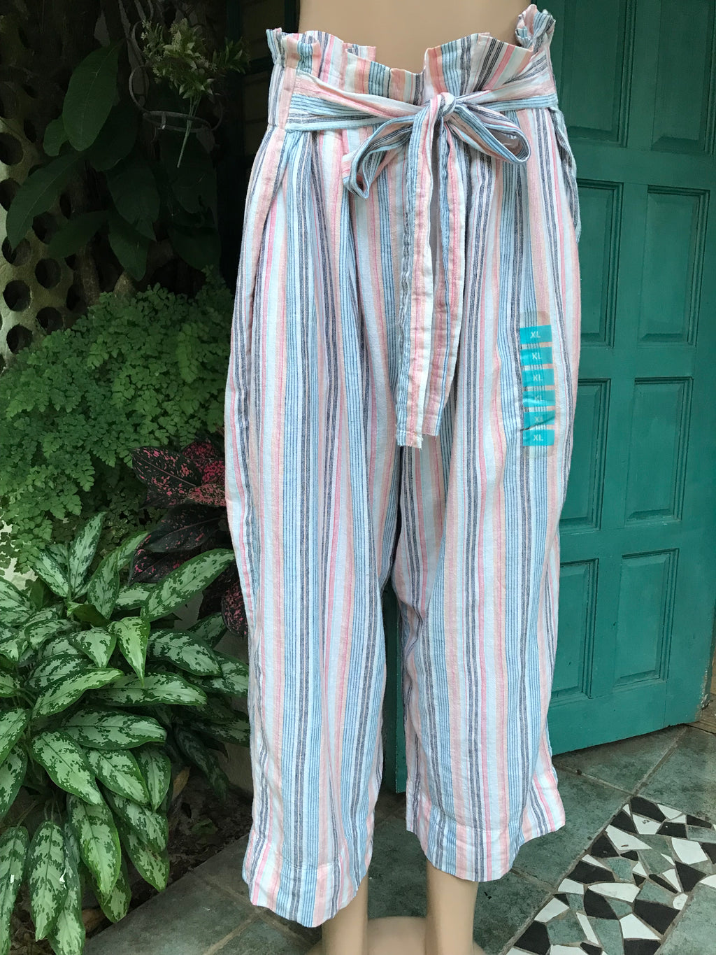 New organic Stripe Ruffle top pants... /XL