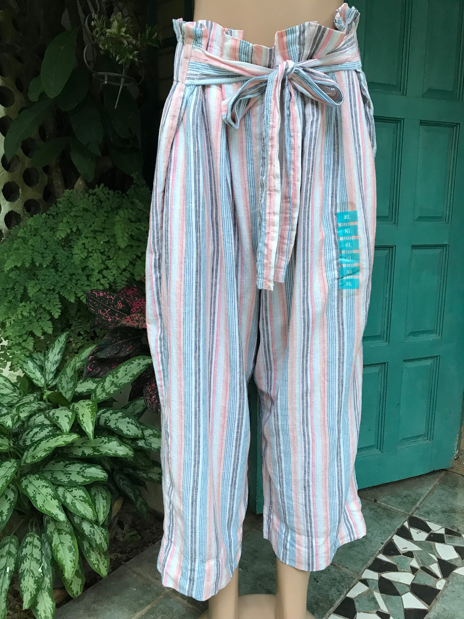 New organic Stripe Ruffle top pants... /XL