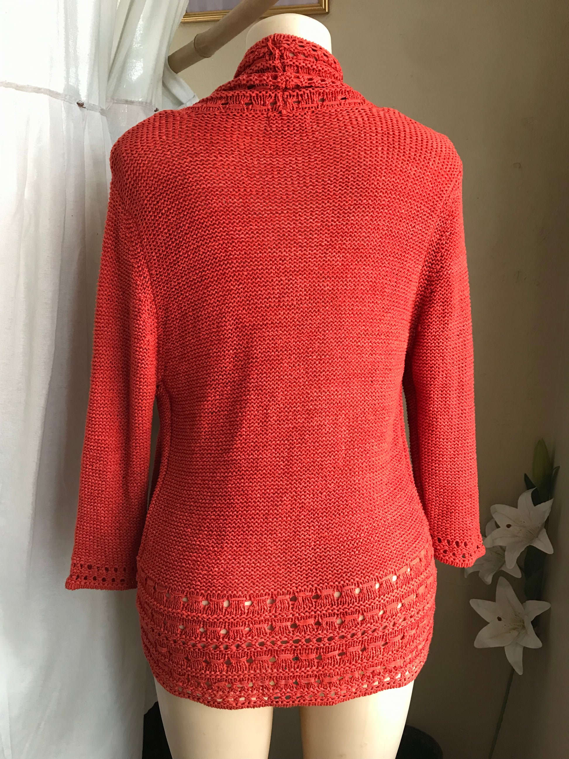 vintage rust knit cardigan ... L