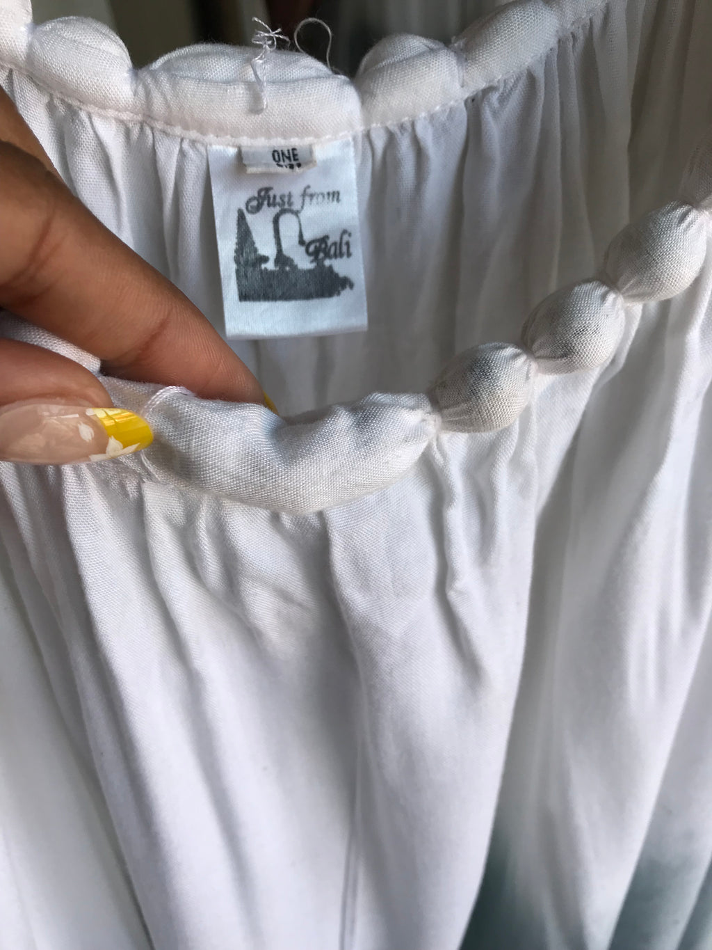 white organic island dip dye dress notched straps . one size