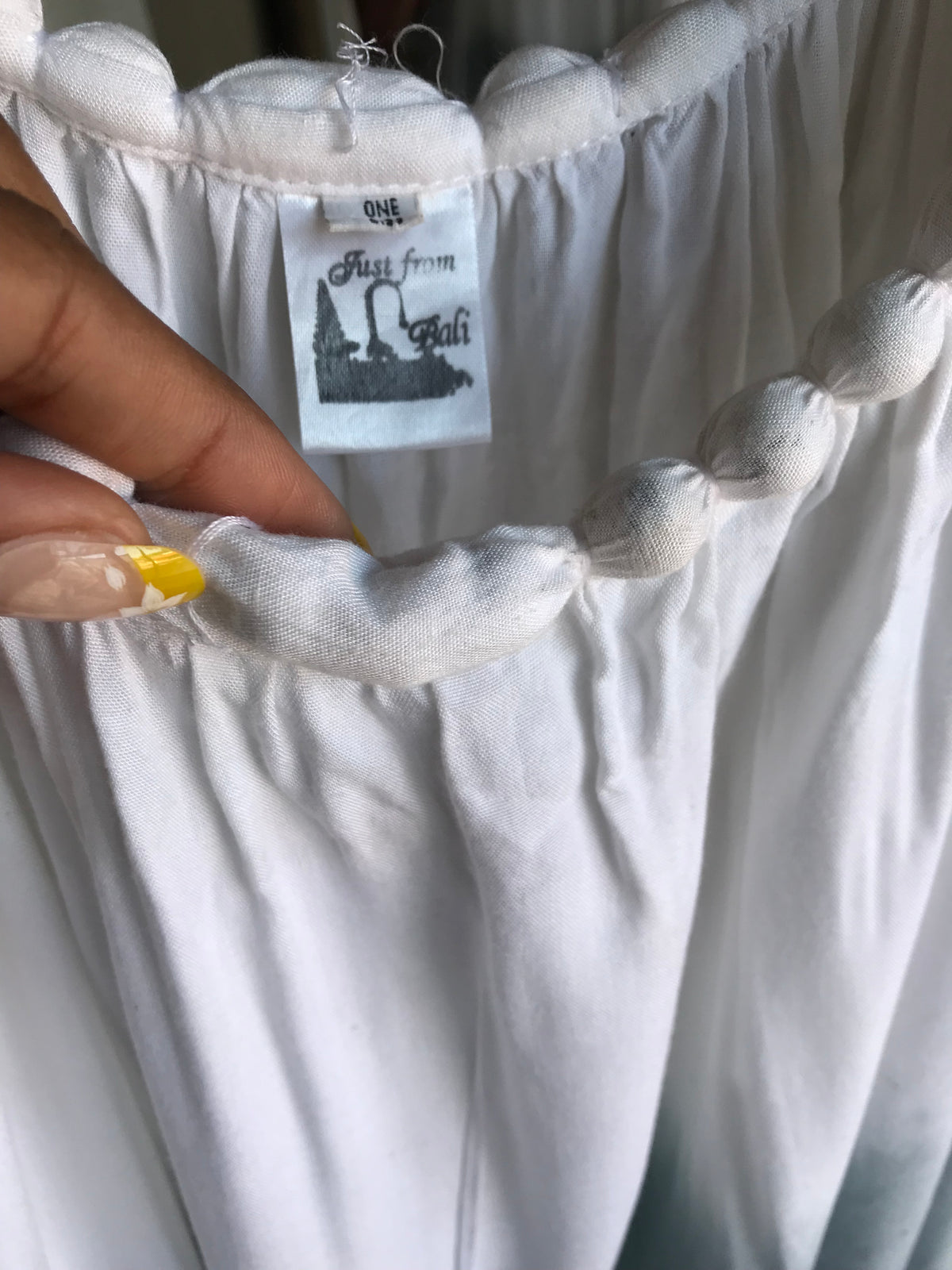 white organic island dip dye dress notched straps . one size