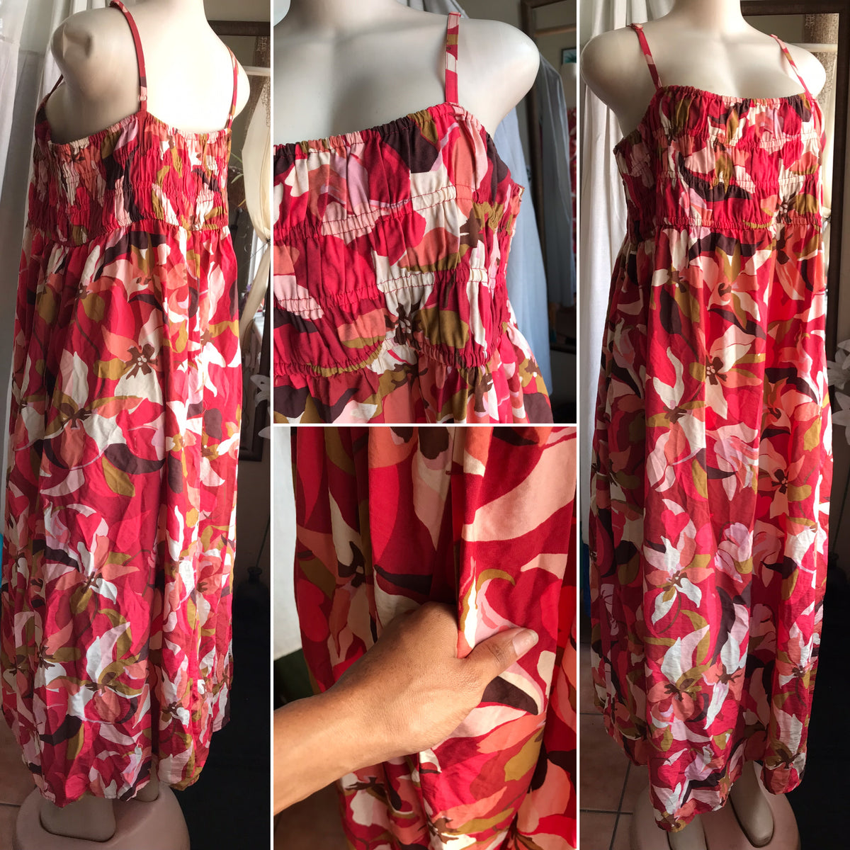 Red print maxi dress /XL : 2X