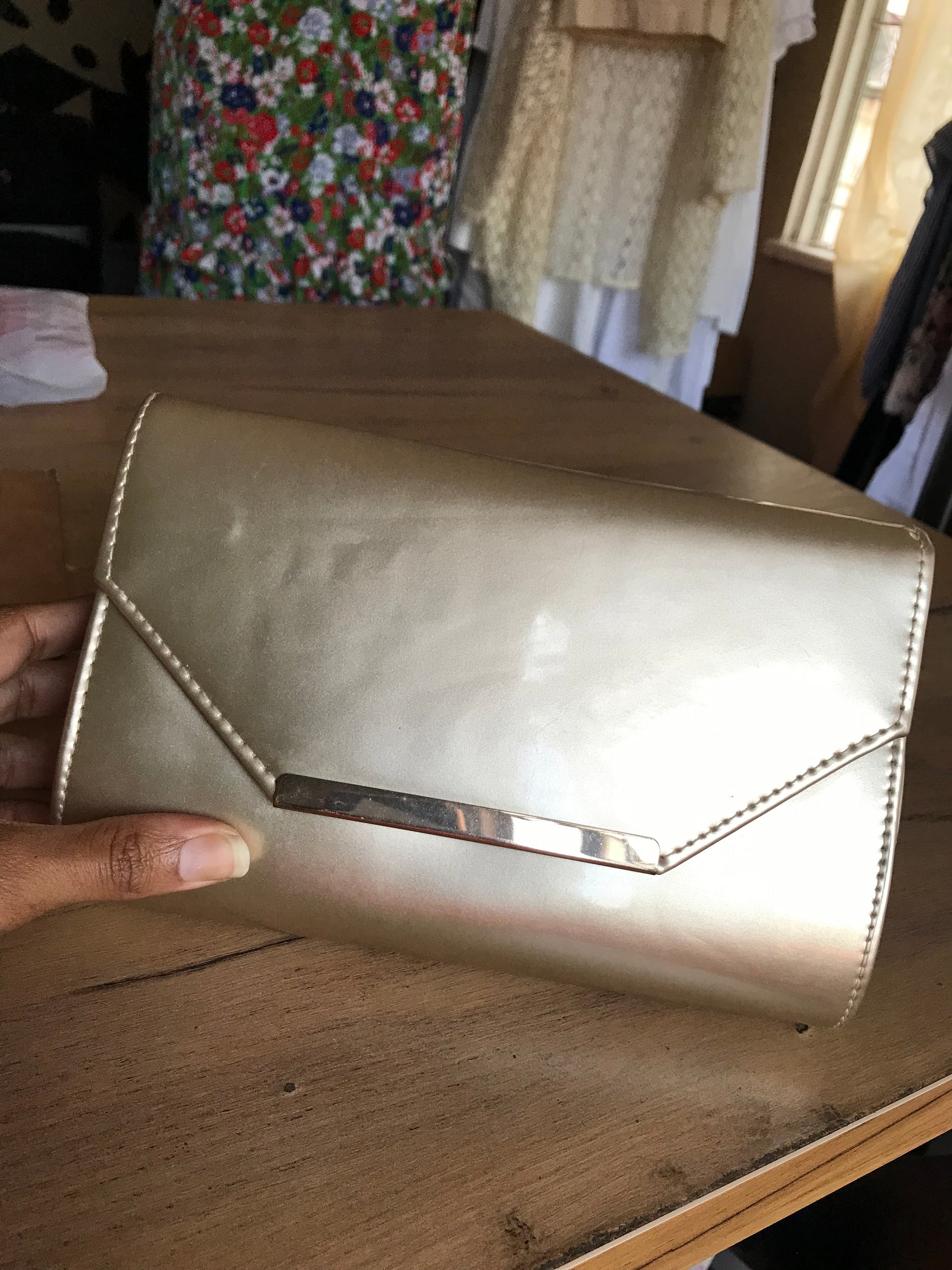 gold envelope clutch bag