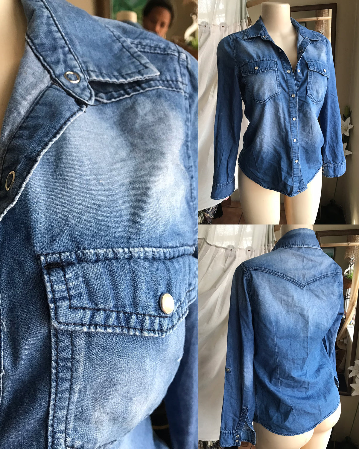 classic blue denim button shirt...s